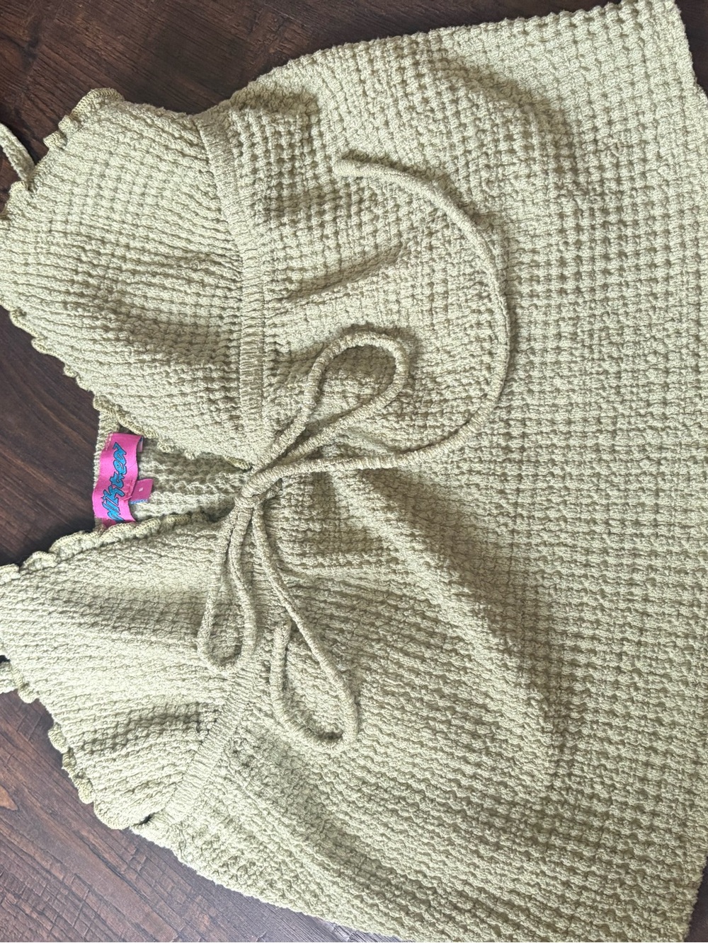 Crochet-Style Olive Green Women’s Top